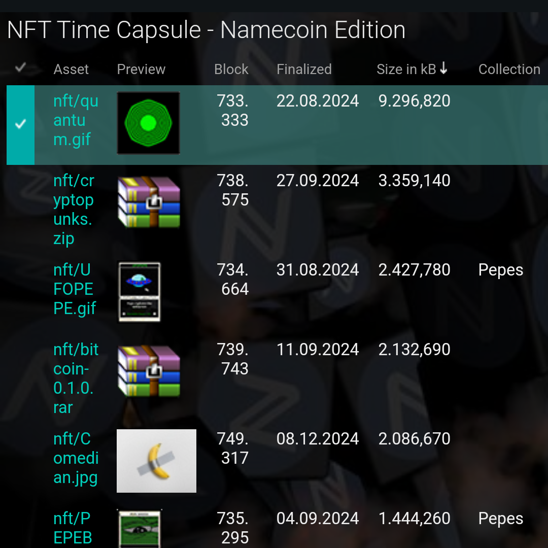 NFT Time Capsule - Namecoin Edition