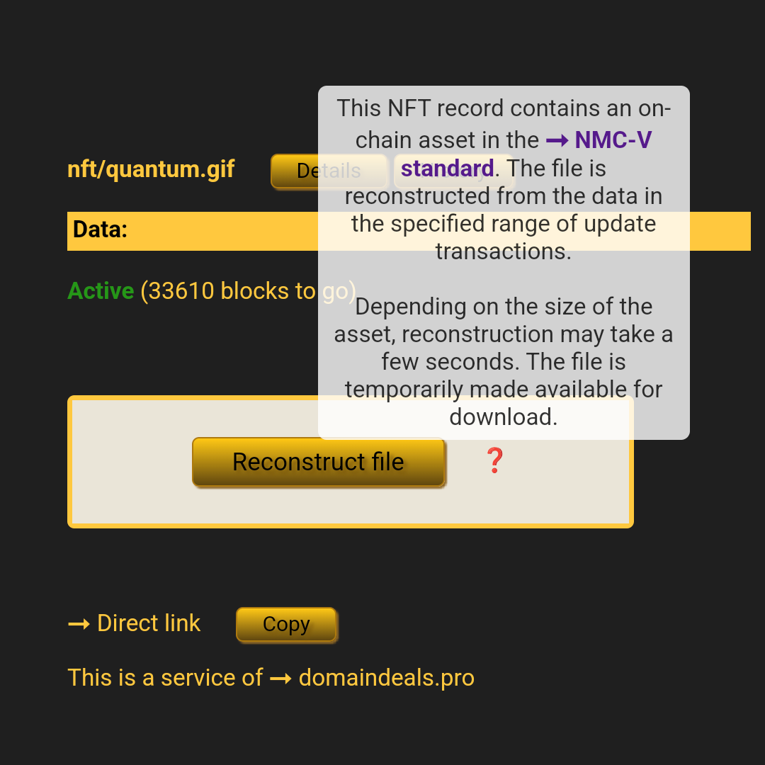 nft/quantum.gif - The legendary Quantum NFT minted fully on-chain on the Namecoin blockchain in the NMC-V standard